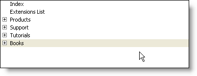 Books menu itme moved to end of menu 